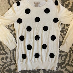 Banana Republic White/ Black Polka Dot Sweater